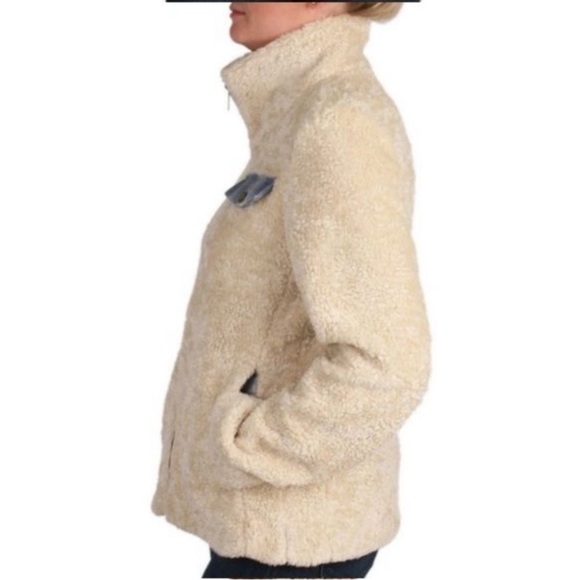 Pendleton Beige deep pile Sherpa fleece plaid accent full zip cozy warm jacket - Picture 4 of 9
